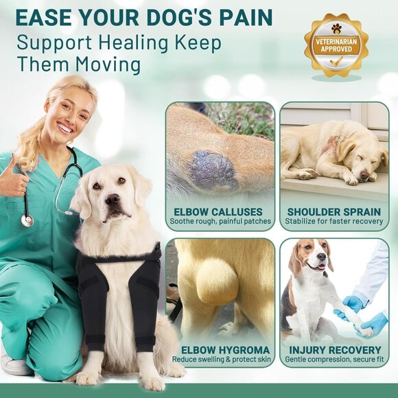 Dog Elbow Protector Brace & Leg Sleeves for Hygroma, Calluses, Arthritis Relief, - Picture 3 of 8